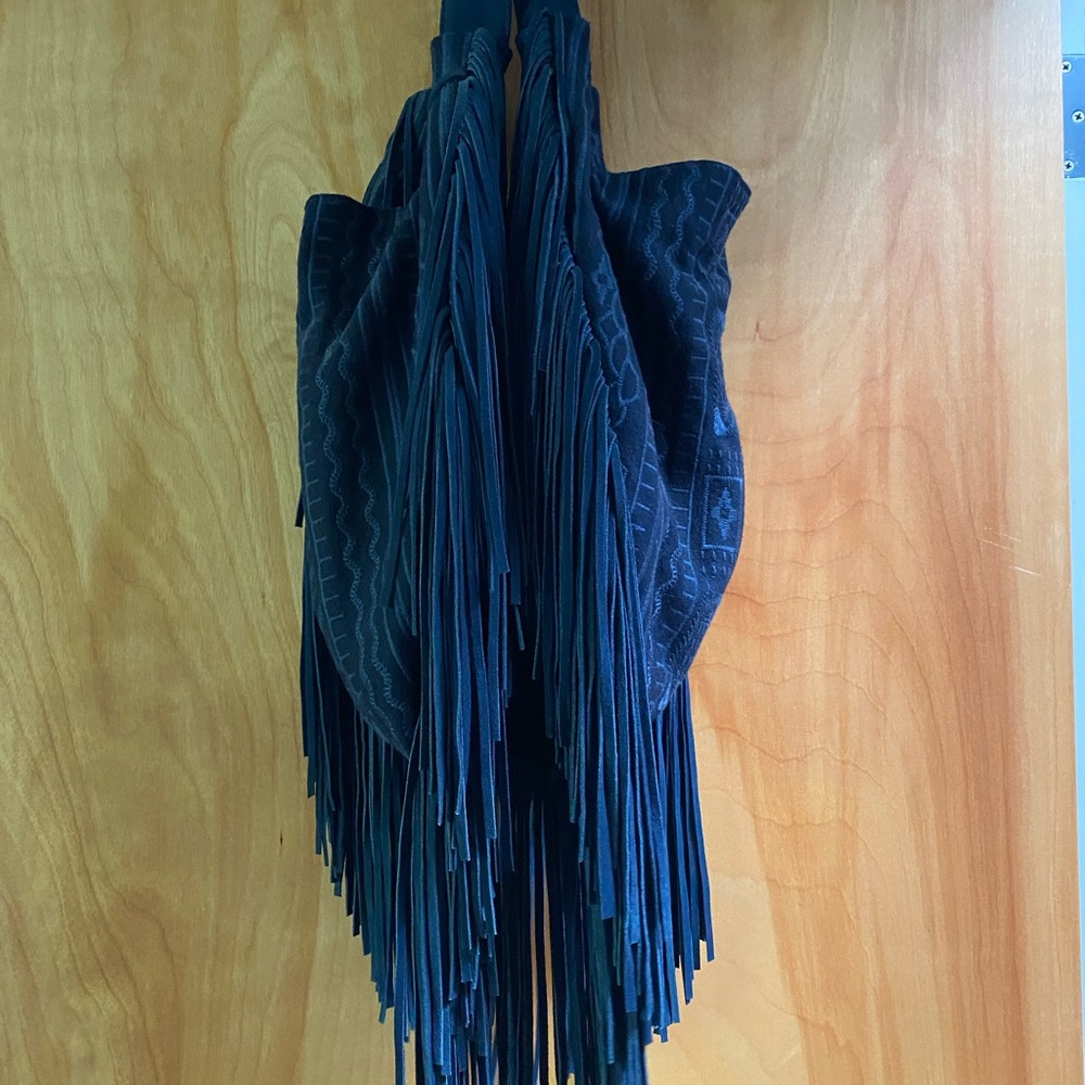 Johnny Was Deep Navy Fringe Shoulder Bag - Picture 4 of 6